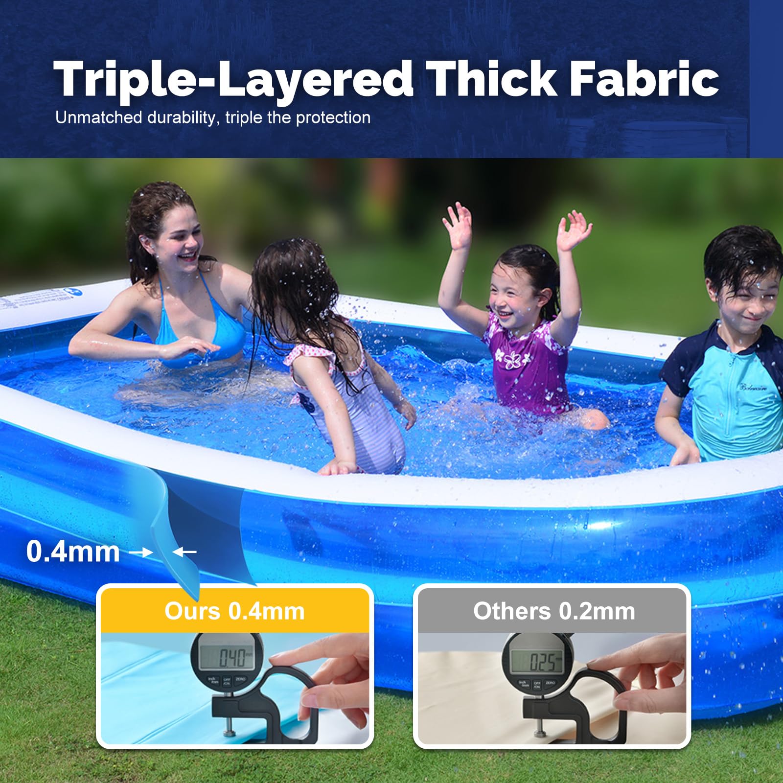 DIMAR GARDEN family using pool outdoors demonstrating fun and easy setup benefit