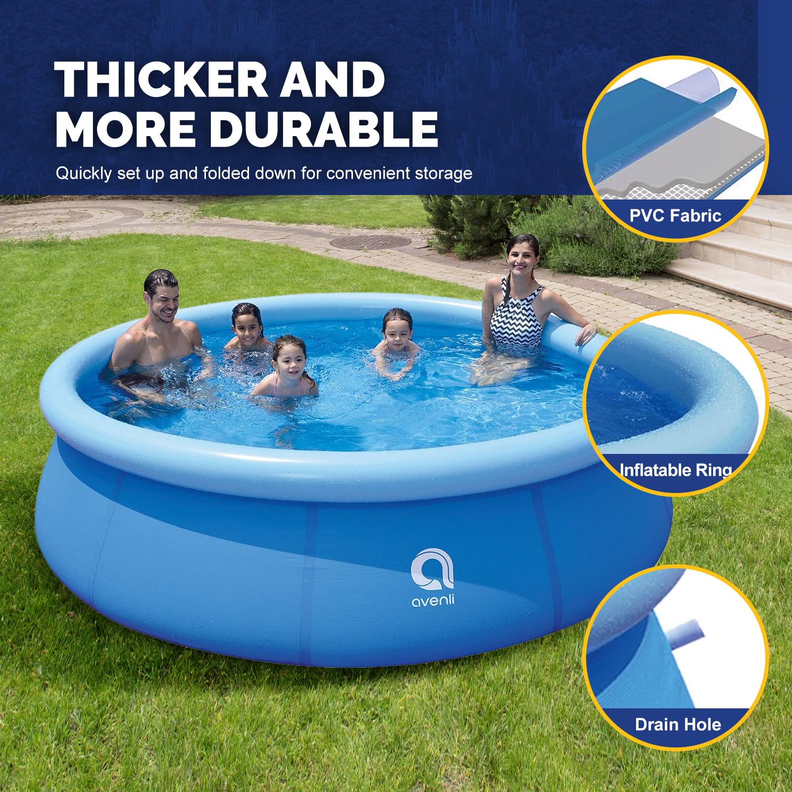 DIMAR GARDEN family using pool showing safe, social backyard recreation
