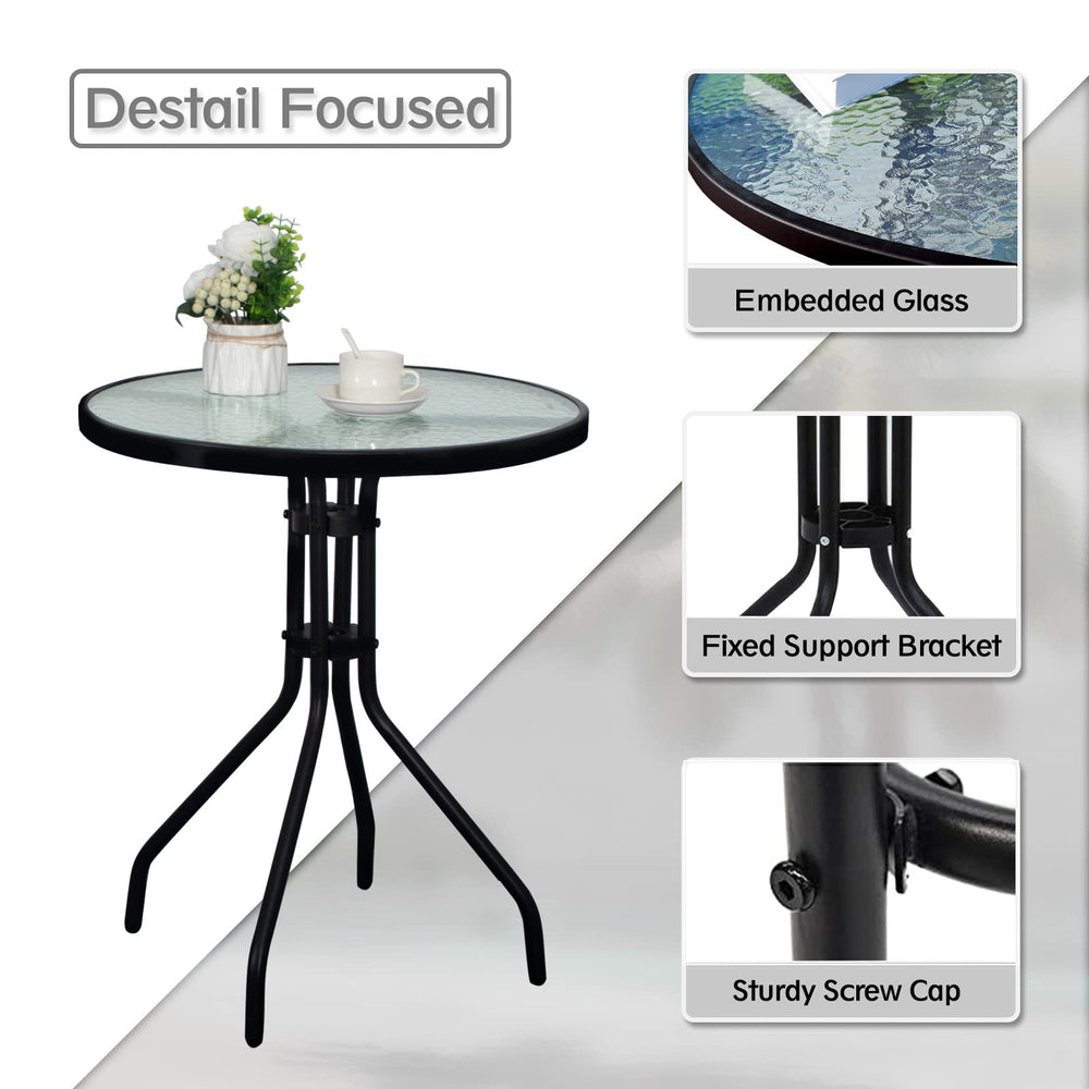 DIMAR GARDEN patio scene with table in use demonstrating compact footprint ideal for balcony or poolside relaxation