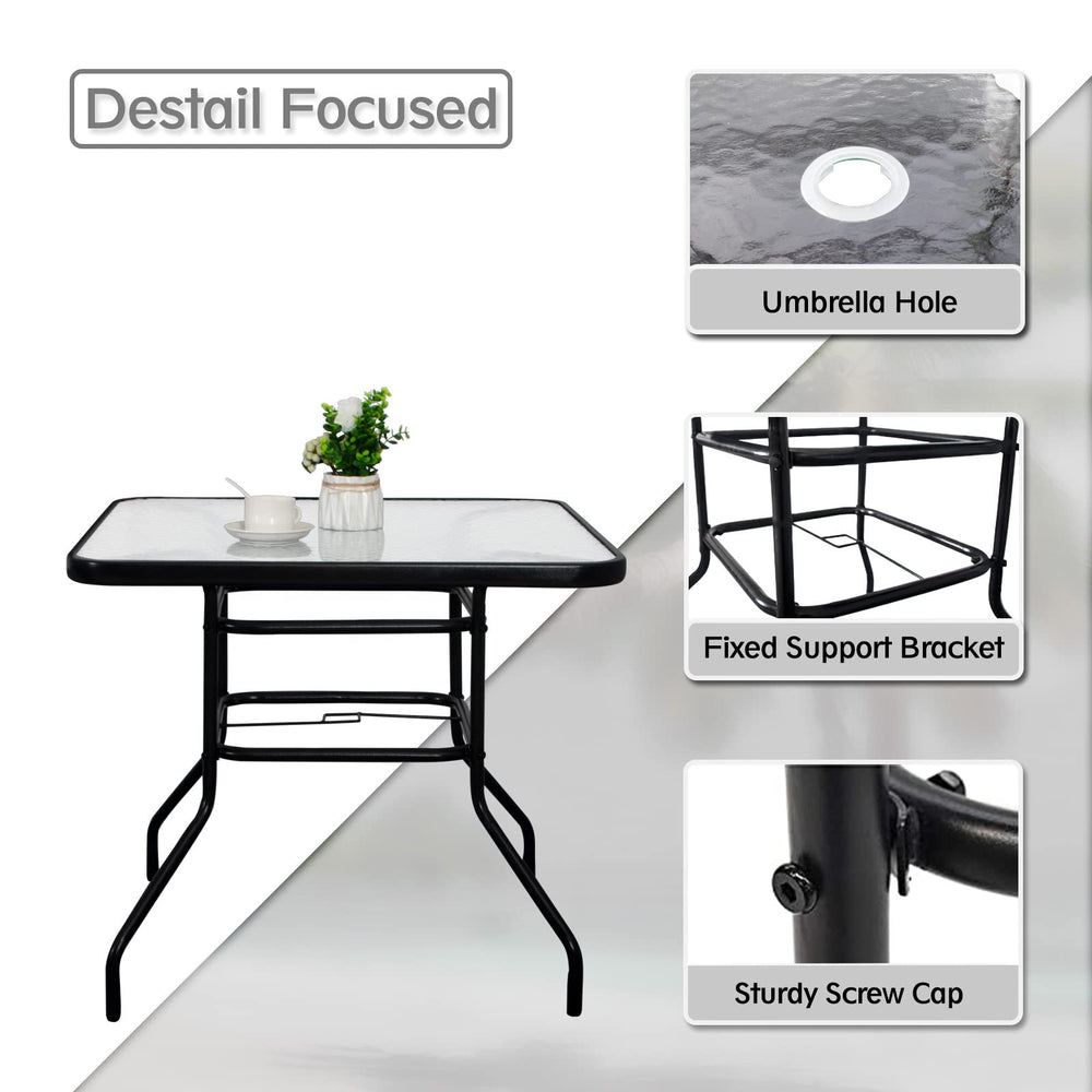 DIMAR GARDEN table in patio lifestyle setting with chairs benefit enhances outdoor gatherings