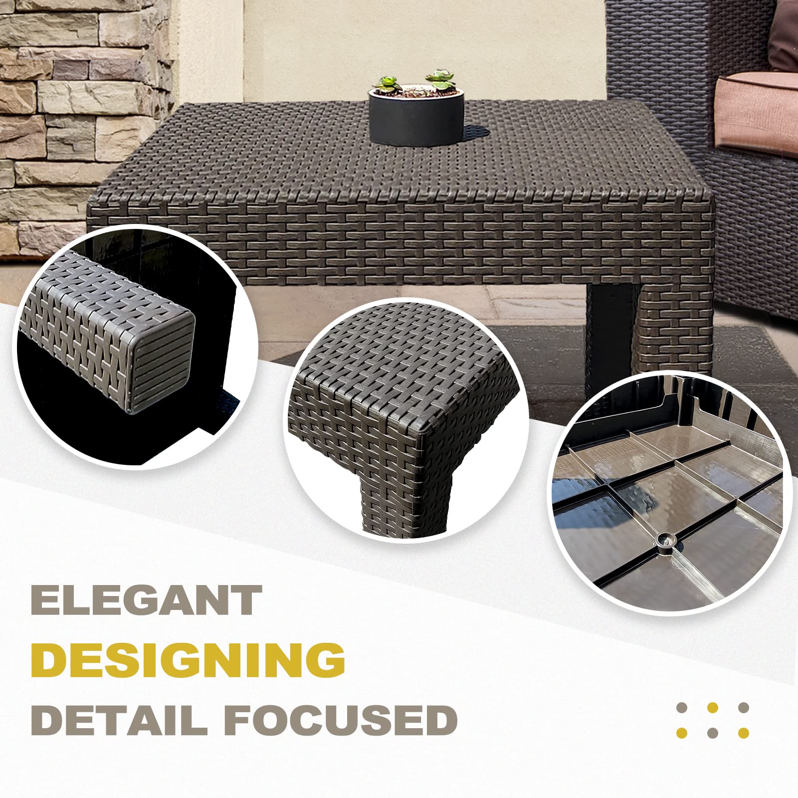 DIMAR GARDEN styled at dusk with lighting to convey inviting low-maintenance outdoor ambiance