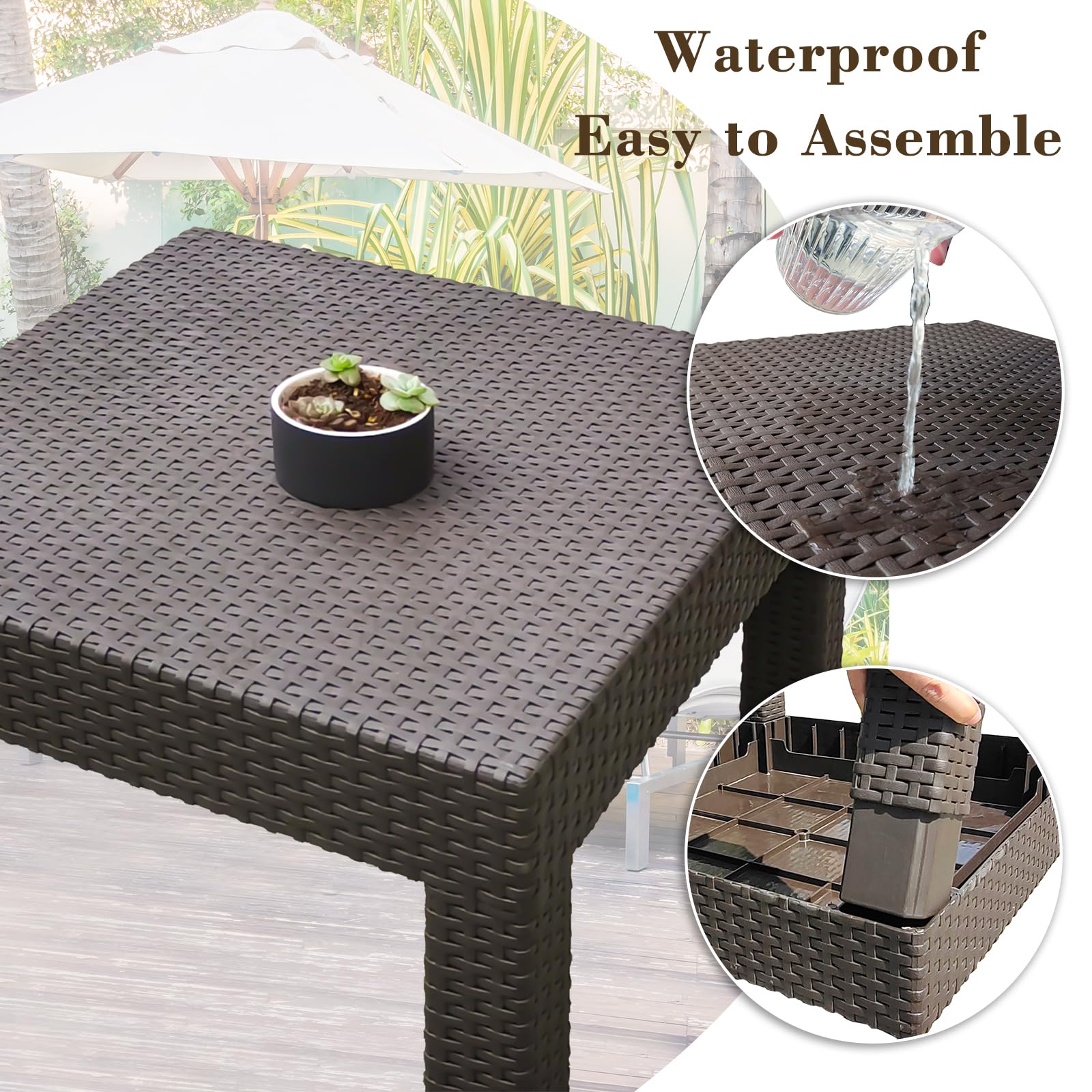 DIMAR GARDEN table in use on patio with drinks and books demonstrating functional outdoor surface