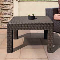 DIMAR GARDEN close-up of mocha tabletop texture highlights wood-look finish and easy-clean surface