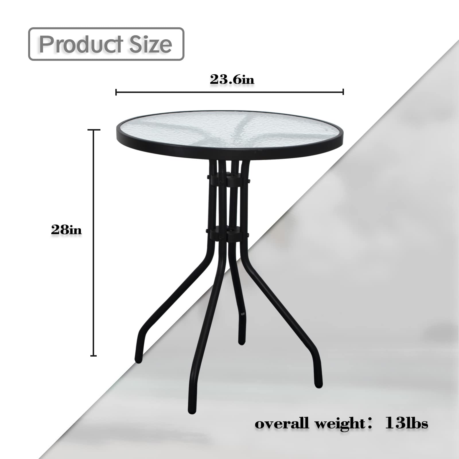 DIMAR GARDEN side-by-side with chair showing scale and comfortable height for drinks and small plates