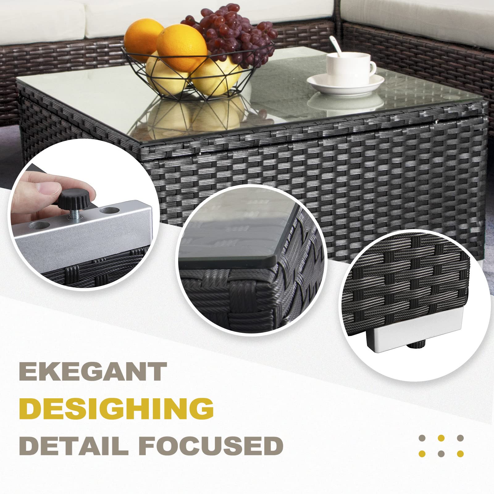 DIMAR GARDEN close-up of tempered glass top highlighting easy-clean surface