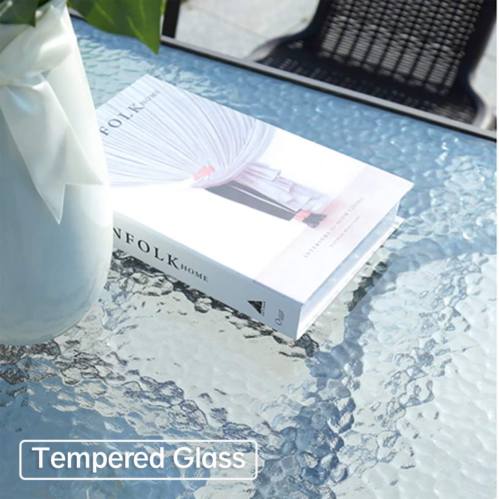 DIMAR GARDEN umbrella hole close-up with ruler showing 1.77-inch fit benefit umbrella compatibility