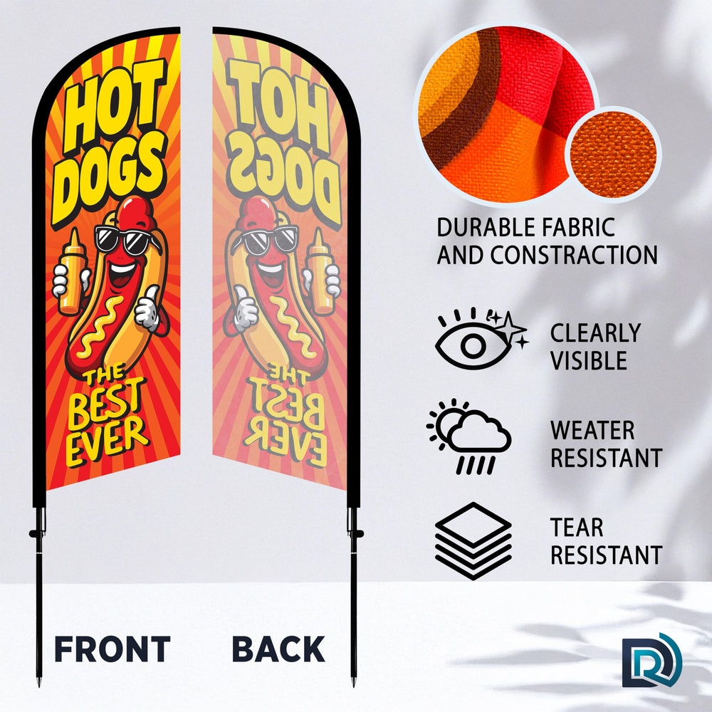 DIMARONGTON assembled flag beside a food stand attracting customers with visibility