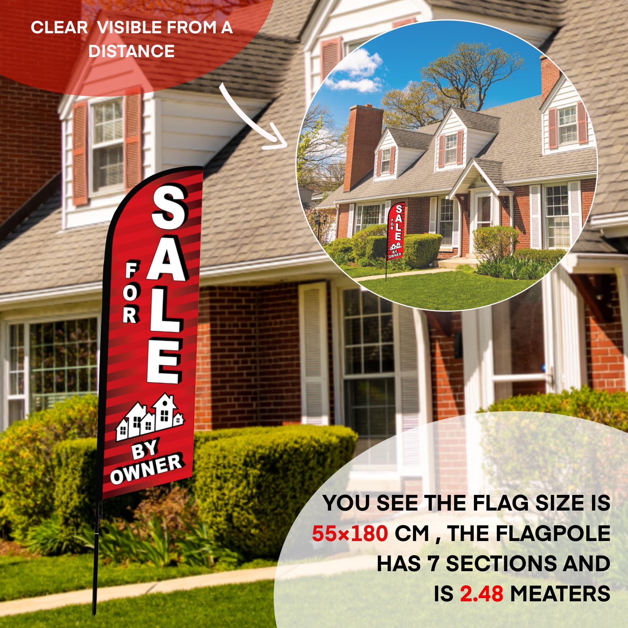 DIMARONGTON assembled flag in a yard demonstrating height and roadside visibility