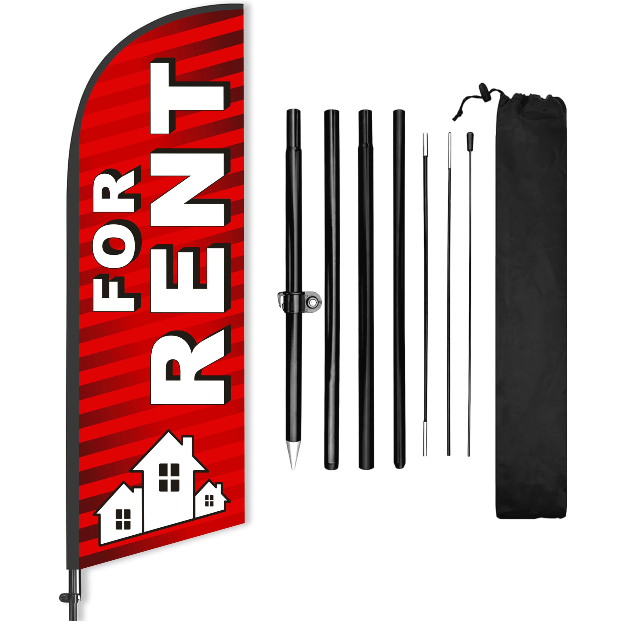 DIMARONGTON front view of red For Rent flag shows bold visibility