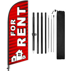 DIMARONGTON front view of red For Rent flag shows bold visibility