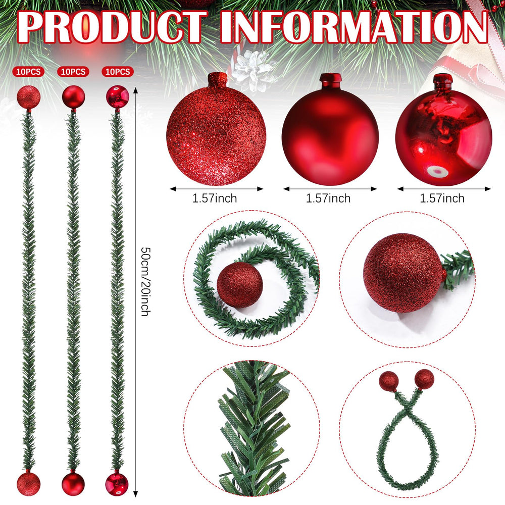 Dingion red decorative balls and tie ends, adding instant festive color