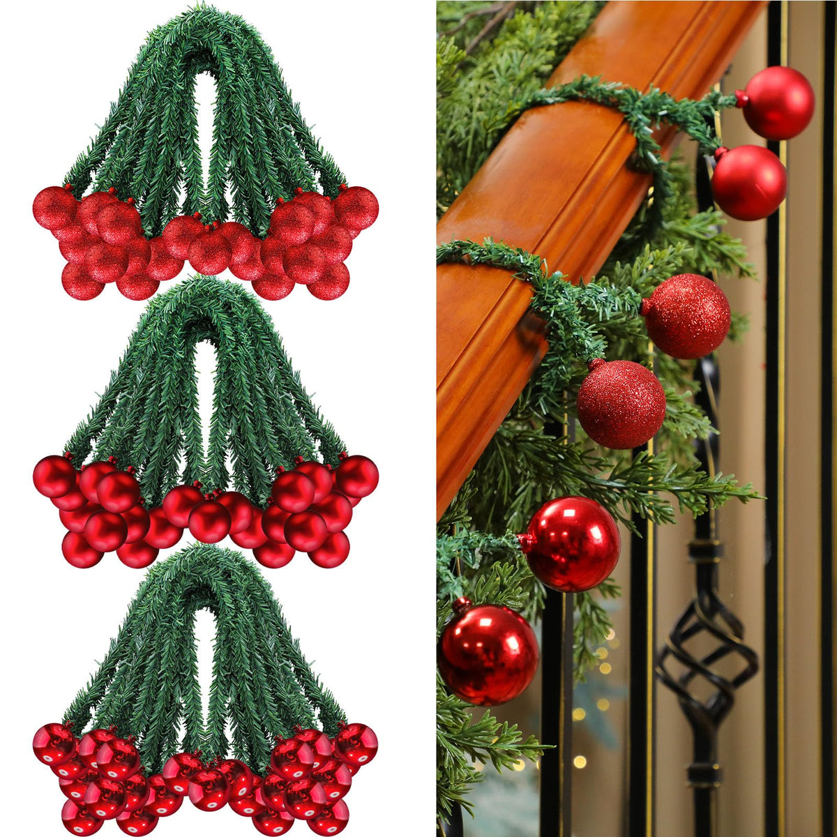 Dingion front packaging showing 30 red garland ties, ready to decorate quickly