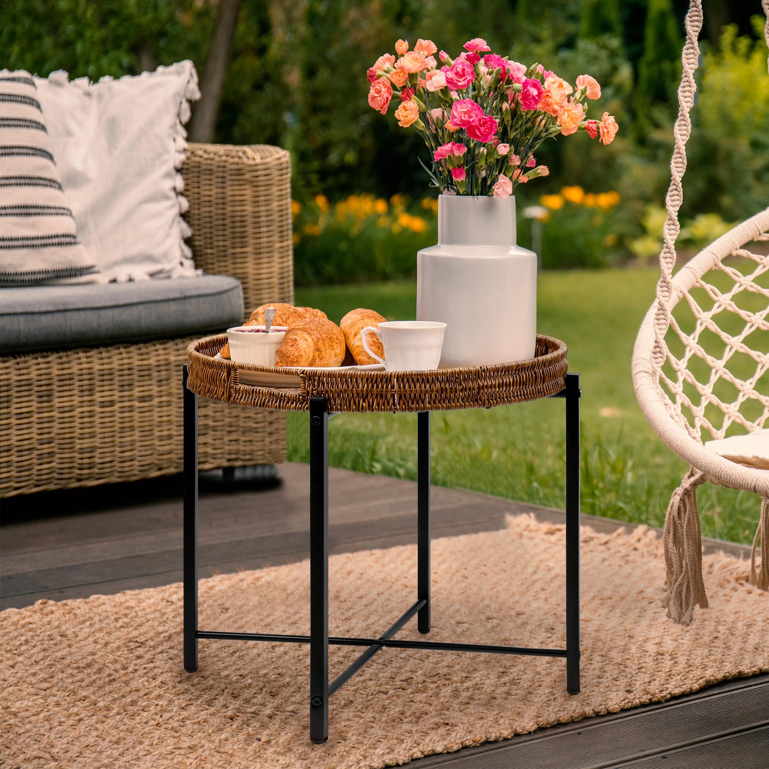 DINGTAI closeup of woven tray texture highlighting durable weather-resistant weave