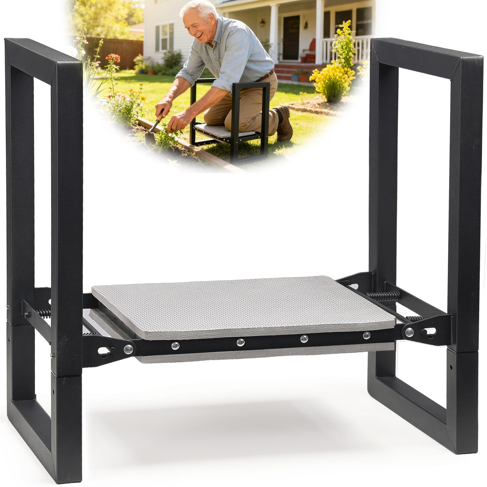 DIOVPLX front view of kneeler showing stable wide base and comfort