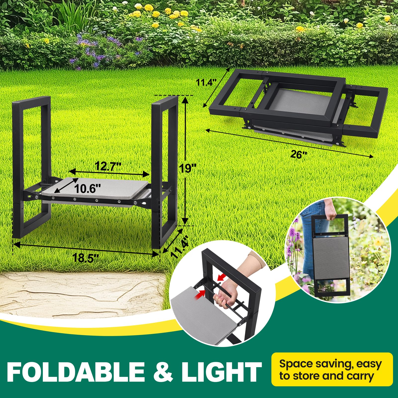 DIOVPLX next to gardening tools showing size and practical scale