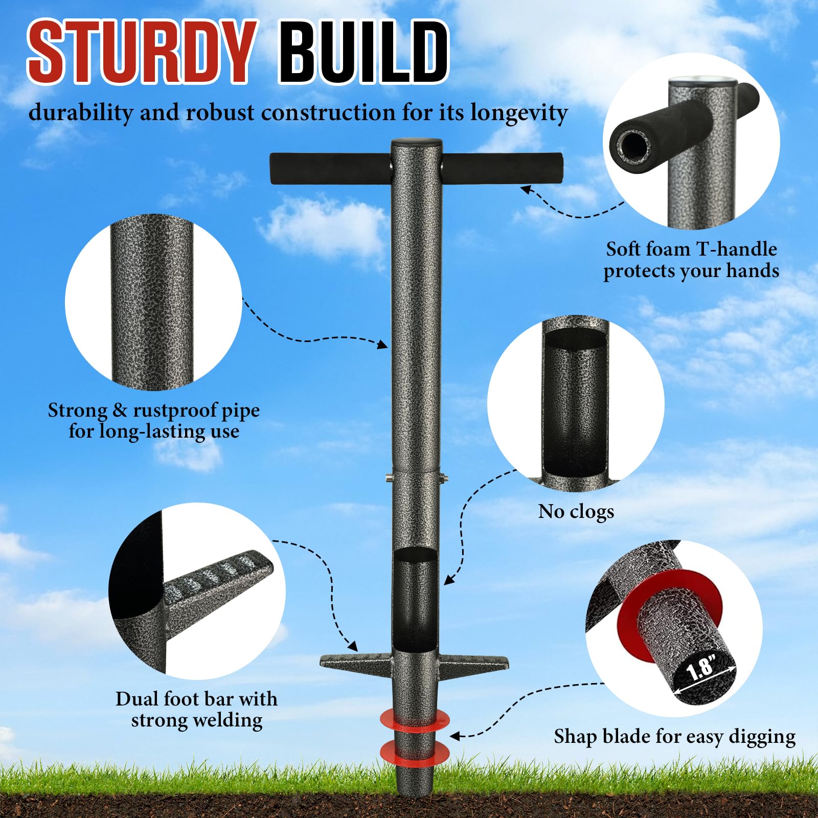 DIOVPLX powder-coated metal shaft highlighting rust resistance and strength