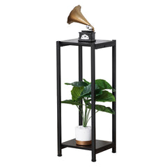 Dipion front view plant stand showing sleek black frame and two shelves for styling
