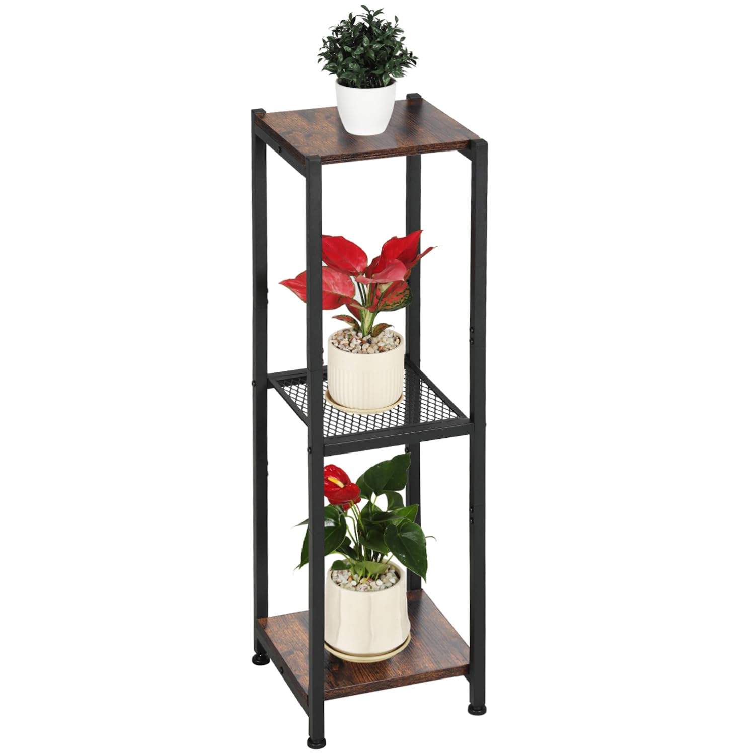 Dipion front view of 3-tier stand showing compact vertical display benefit
