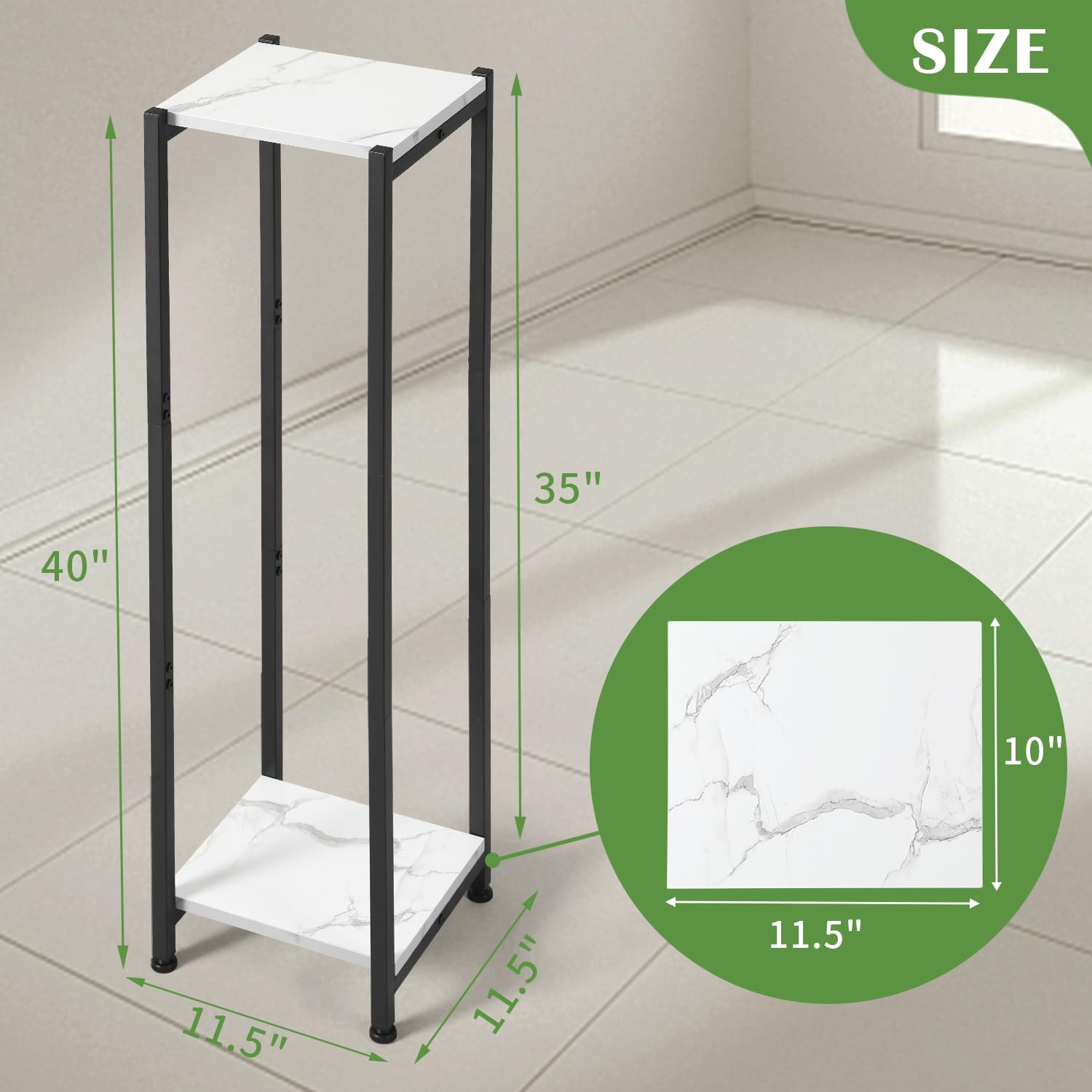 Dipion adjustable feet close-up on floor, lets you level the stand for stable placement
