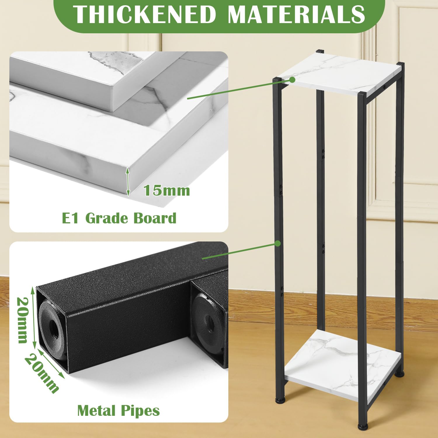 Dipion close-up of top shelf surface and edge, shows durable finish and neat screw attachment