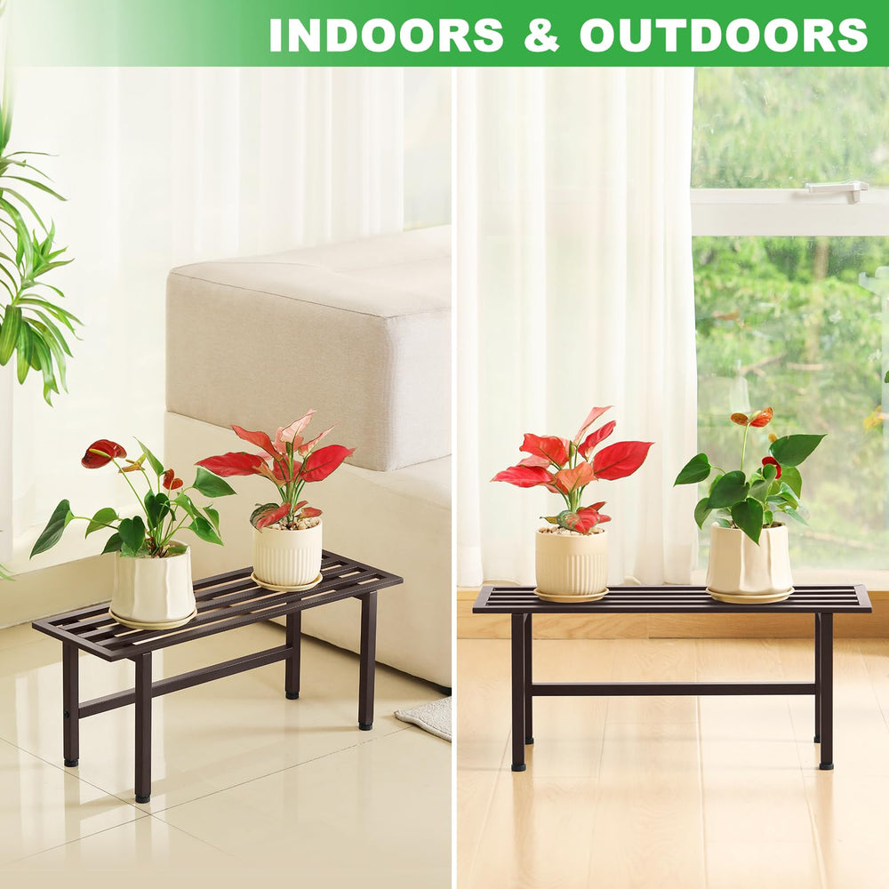 Dipion stands with potted plants on balcony demonstrating outdoor display use