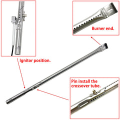 Direct Store burner tube detail highlighting new stainless-steel burner that restores even flame and efficient cooking