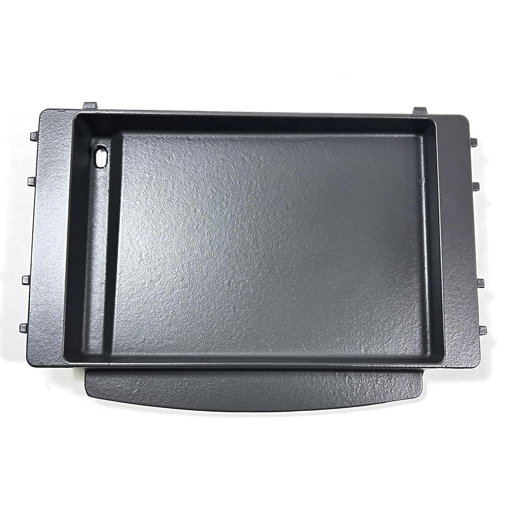 Direct Store cast iron griddle front view showing flat cooking surface and lip for secure fit