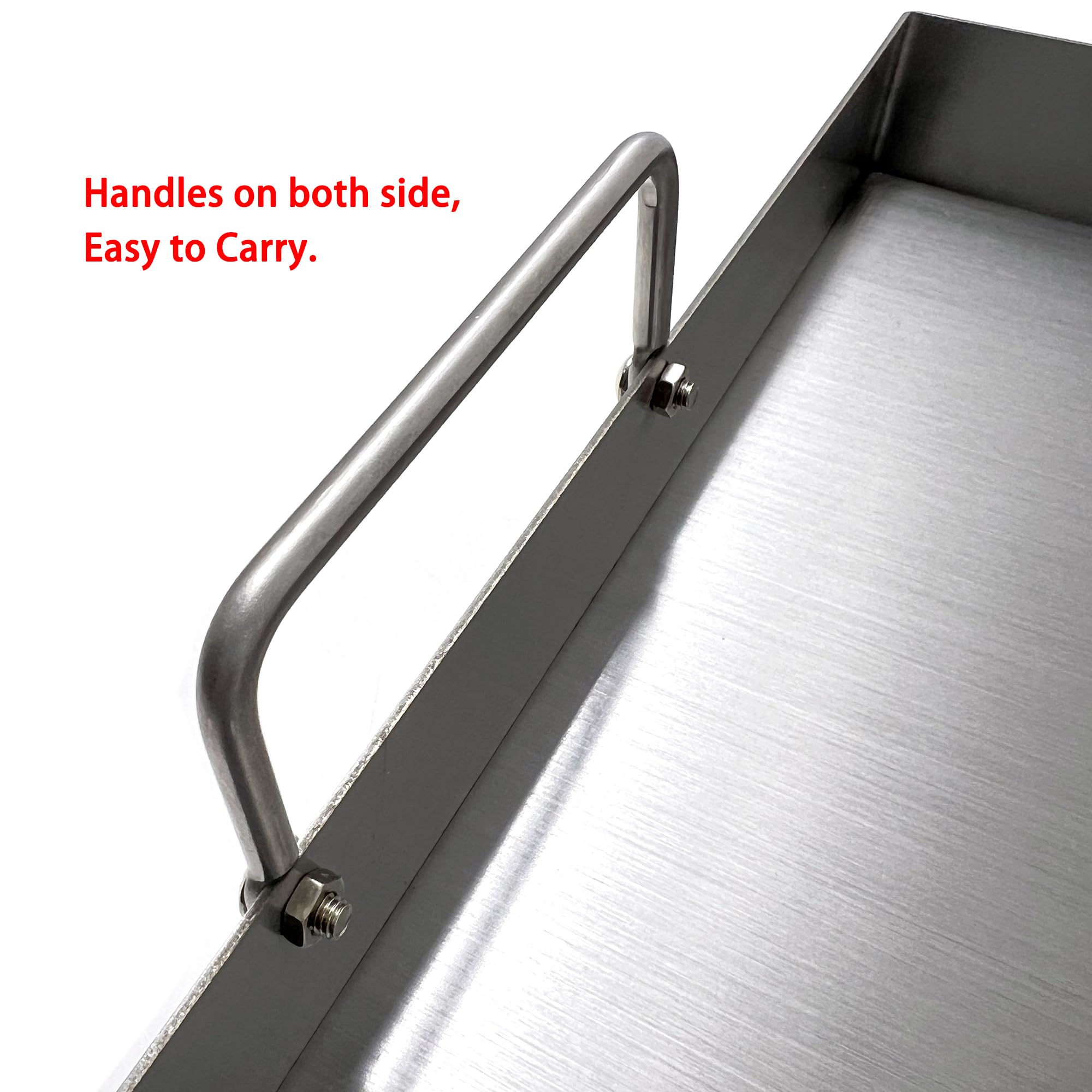 Direct Store griddle size comparison with spatula illustrating compact 12.5×16 inch footprint