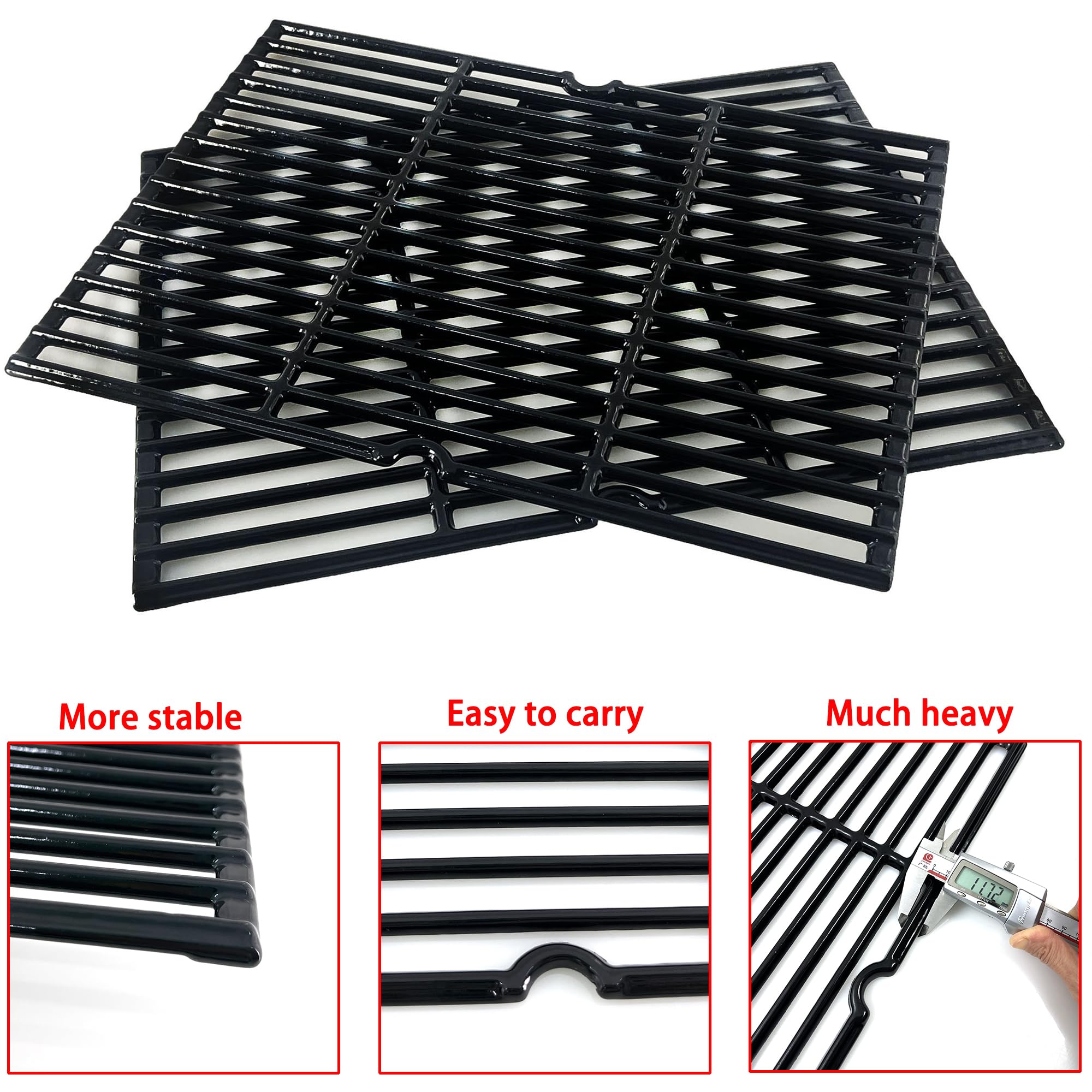 Direct Store grates installed on gas grill demonstrate fit and even heat coverage
