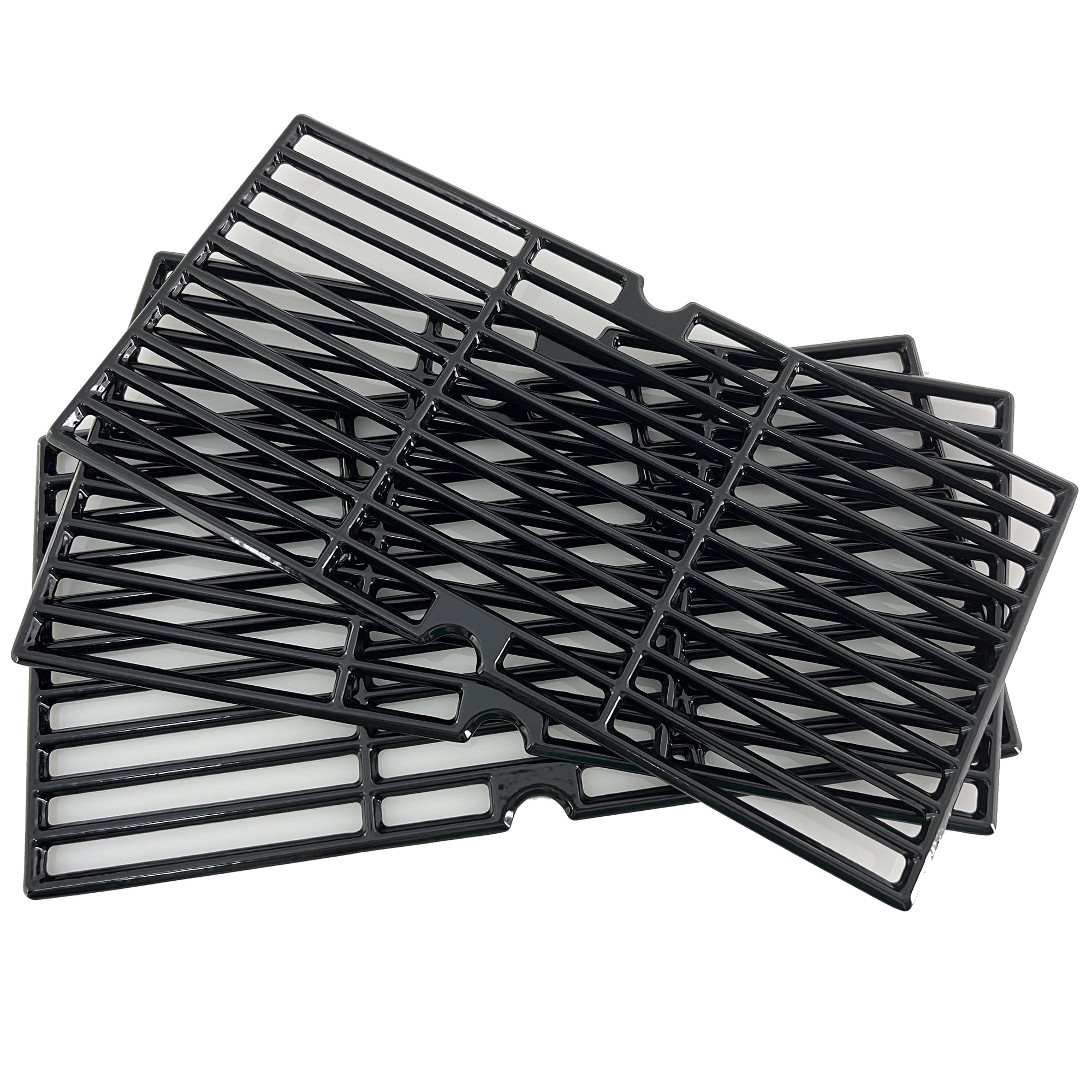 Direct store cooking grids installed in a gas grill with food, delivers even searing and heat retention