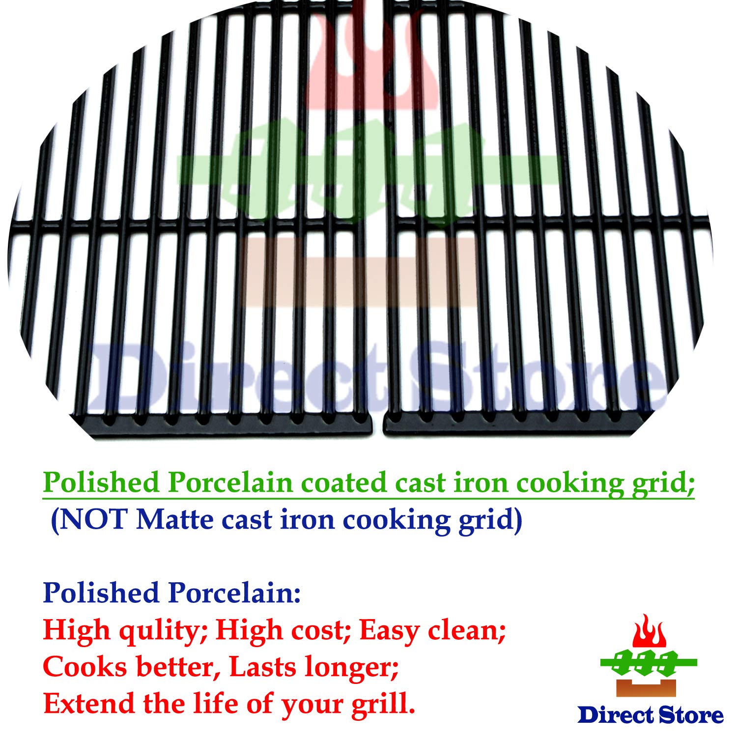 Direct store grill with replaced grates cooking evenly and reducing hot spots