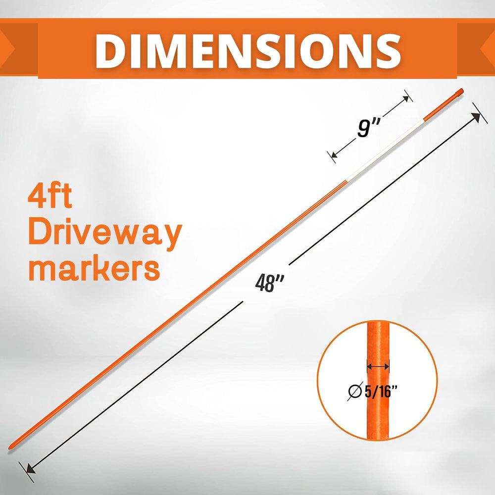 DISCOUNT SNOWSTAKES close-up of reflective tape on rod improving nighttime visibility and plow guidance