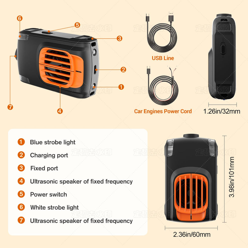 Dispest mounted under a car hood preventing rodents and protecting wires from chewing
