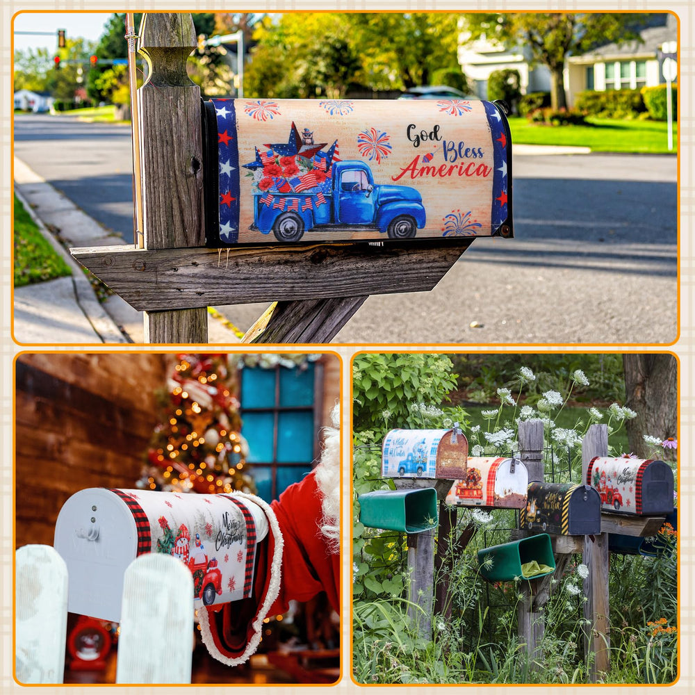 Dispowreath mailbox in use with holiday design creating neighborhood charm