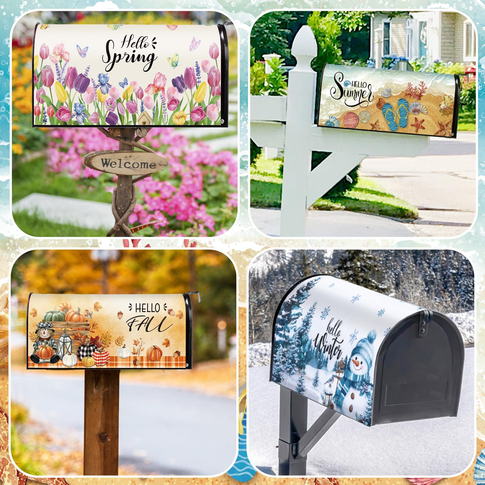 Dispowreath spring design displayed on mailbox in front yard to boost entryway charm