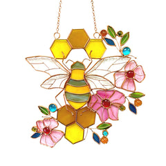 DiuDiuLYU front view of bee suncatcher showing vibrant colors and craftsmanship benefit adds charm