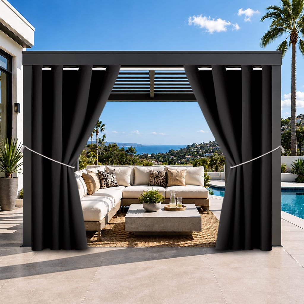 DIVA EN CAMINO DEC front view of two blackout curtain panels showing packaging and benefit of ready-made set