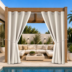 DIVA EN CAMINO DEC front view of cream curtain panels showing ready-made set and neat fold