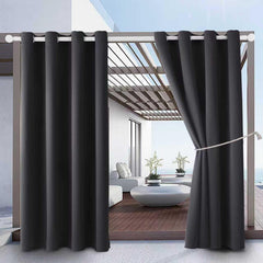 DIVA EN CAMINO DEC front view of two dark gray grommet-top panels, adds privacy