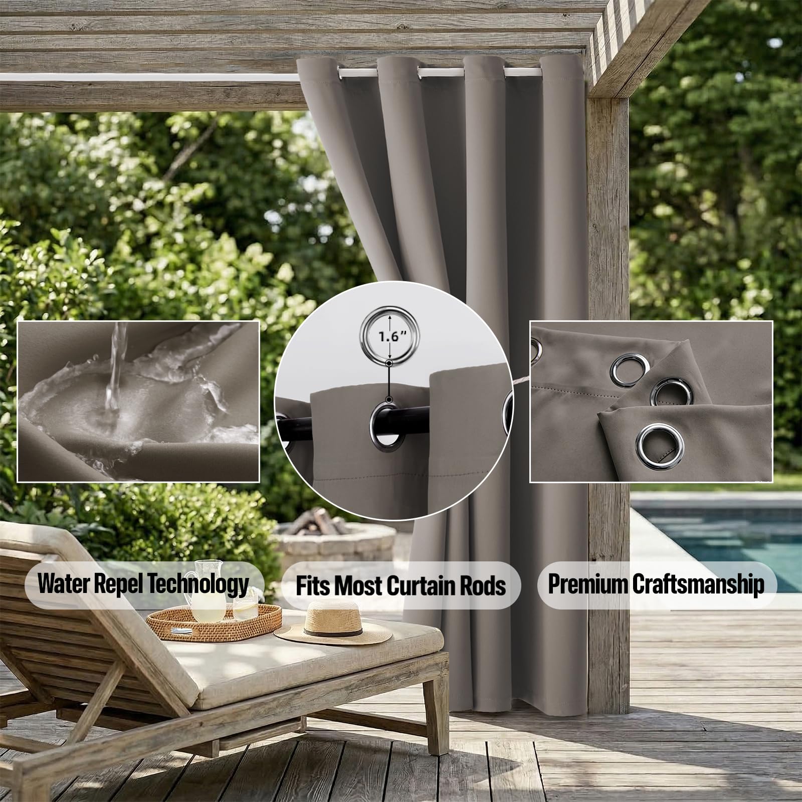 DIVA EN CAMINO DEC full panel hung on a pergola demonstrating shade and privacy
