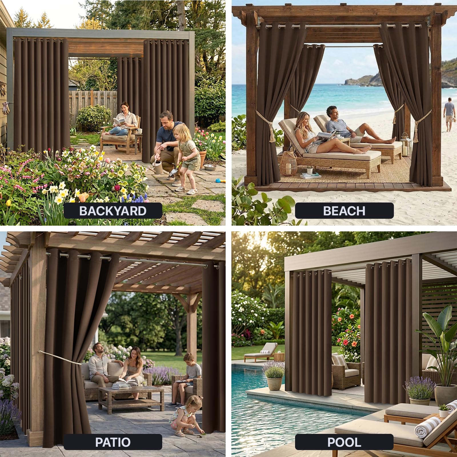 DIVA EN CAMINO DEC lifestyle patio scene showing added privacy and shade for outdoor seating