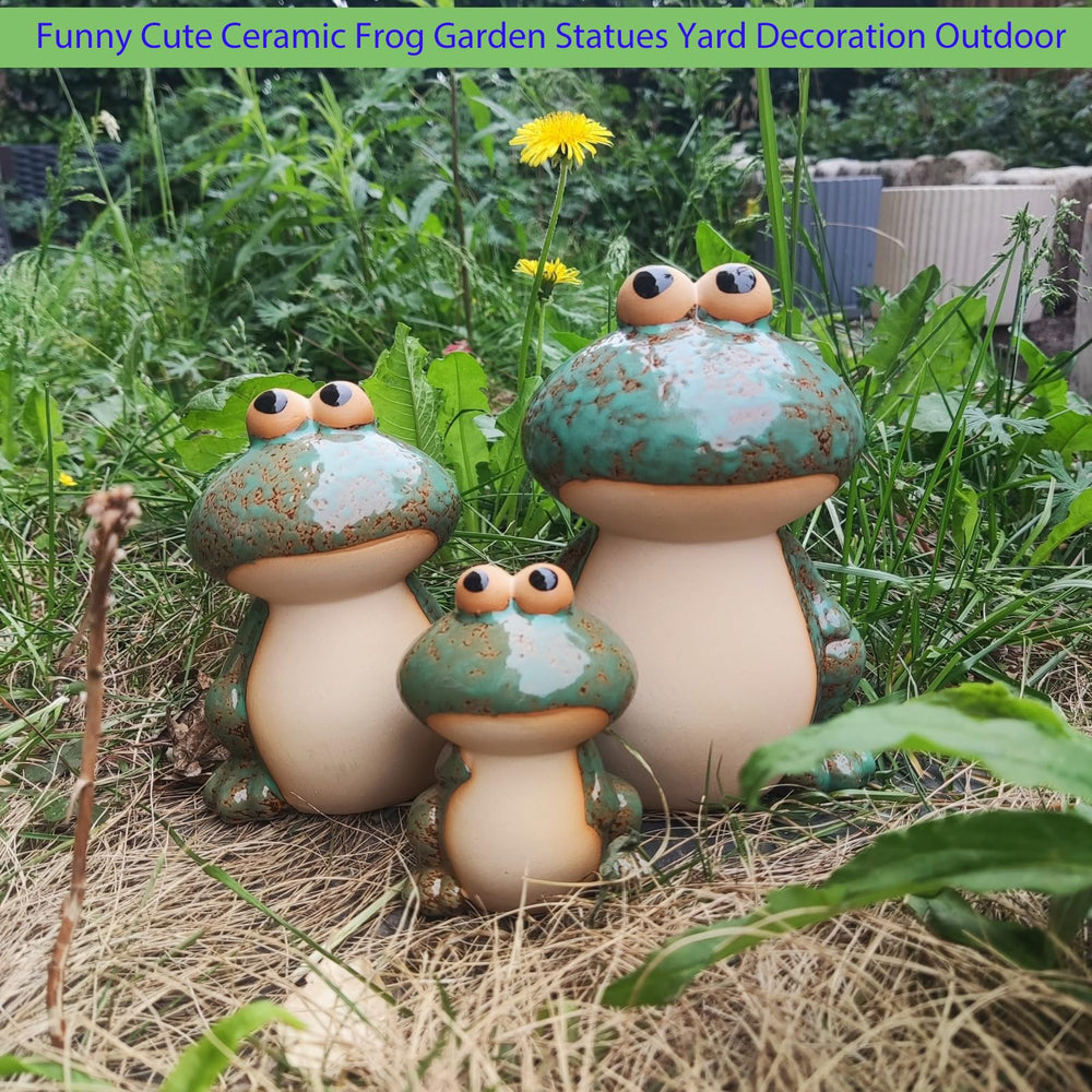 DIY Hub frogs arranged on porch steps offering welcoming curb appeal
