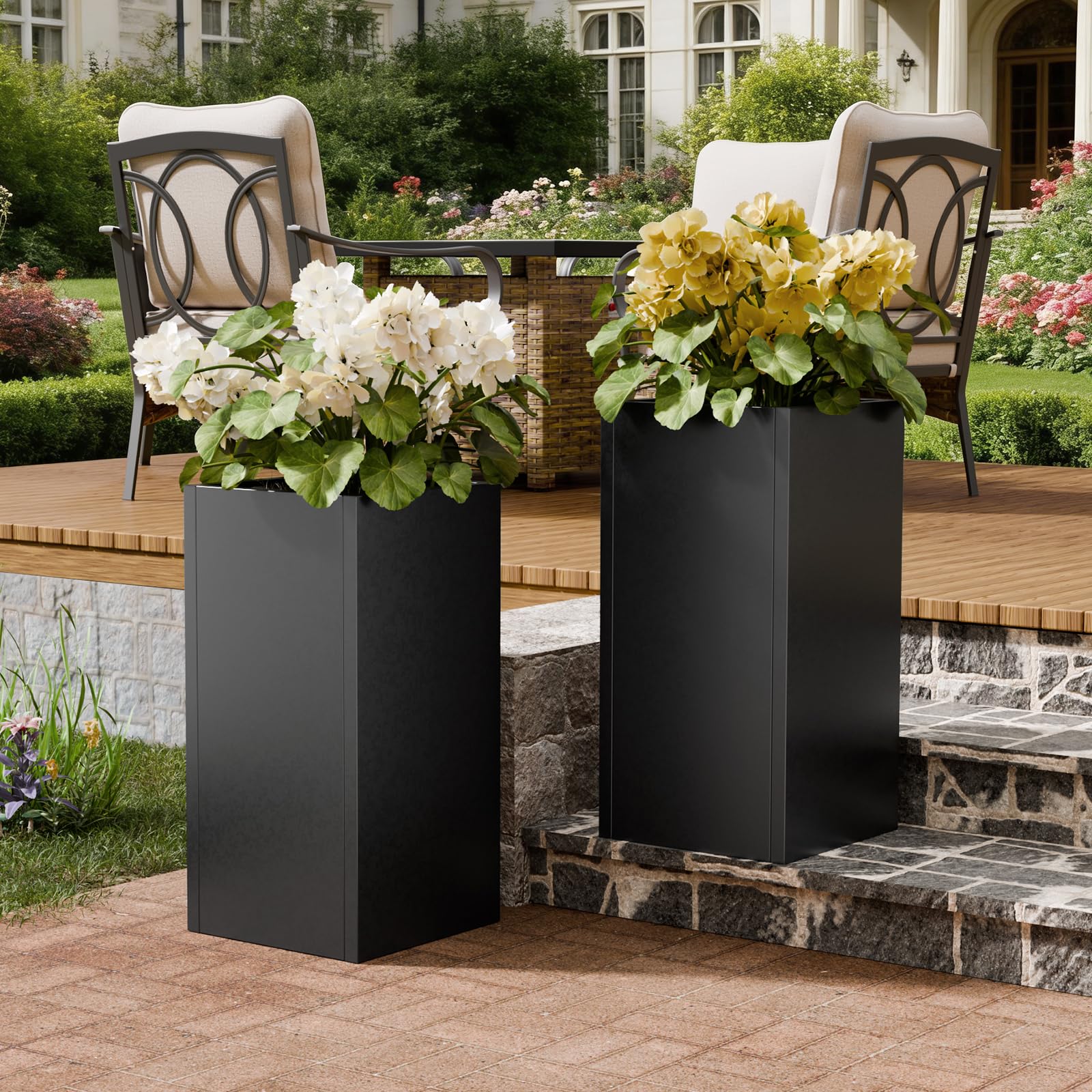 Diyfire front-facing black planter showing modern design and durable finish