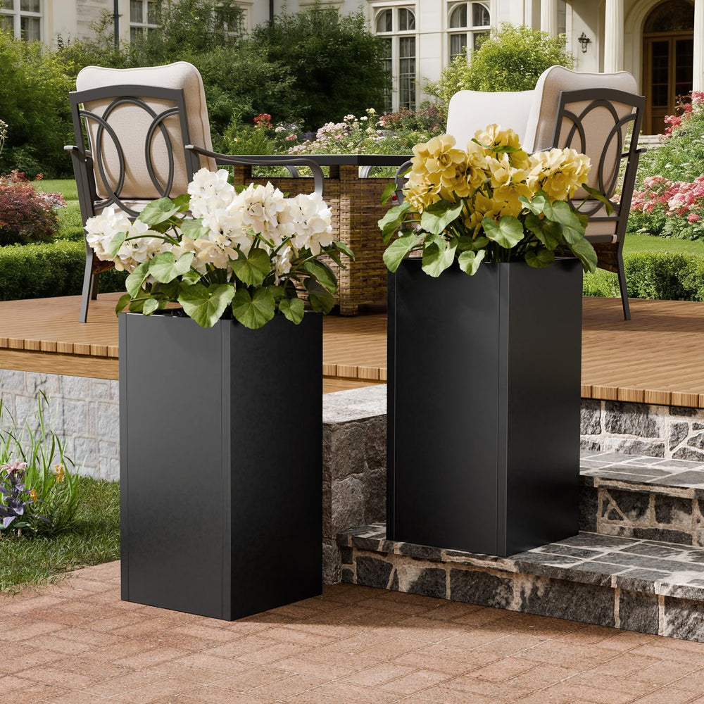 Diyfire front-facing black planter showing modern design and durable finish