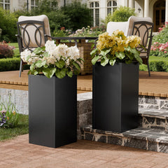 Diyfire front-facing black planter showing modern design and durable finish