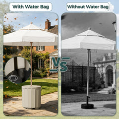 Diyfire in-use on patio with umbrella providing shaded seating benefit