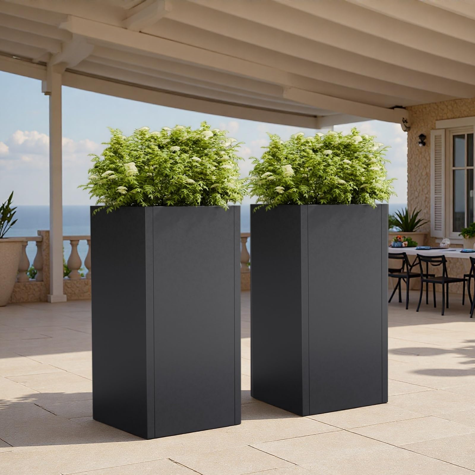 Diyfire planter filled with assorted plants illustrating outdoor styling benefit