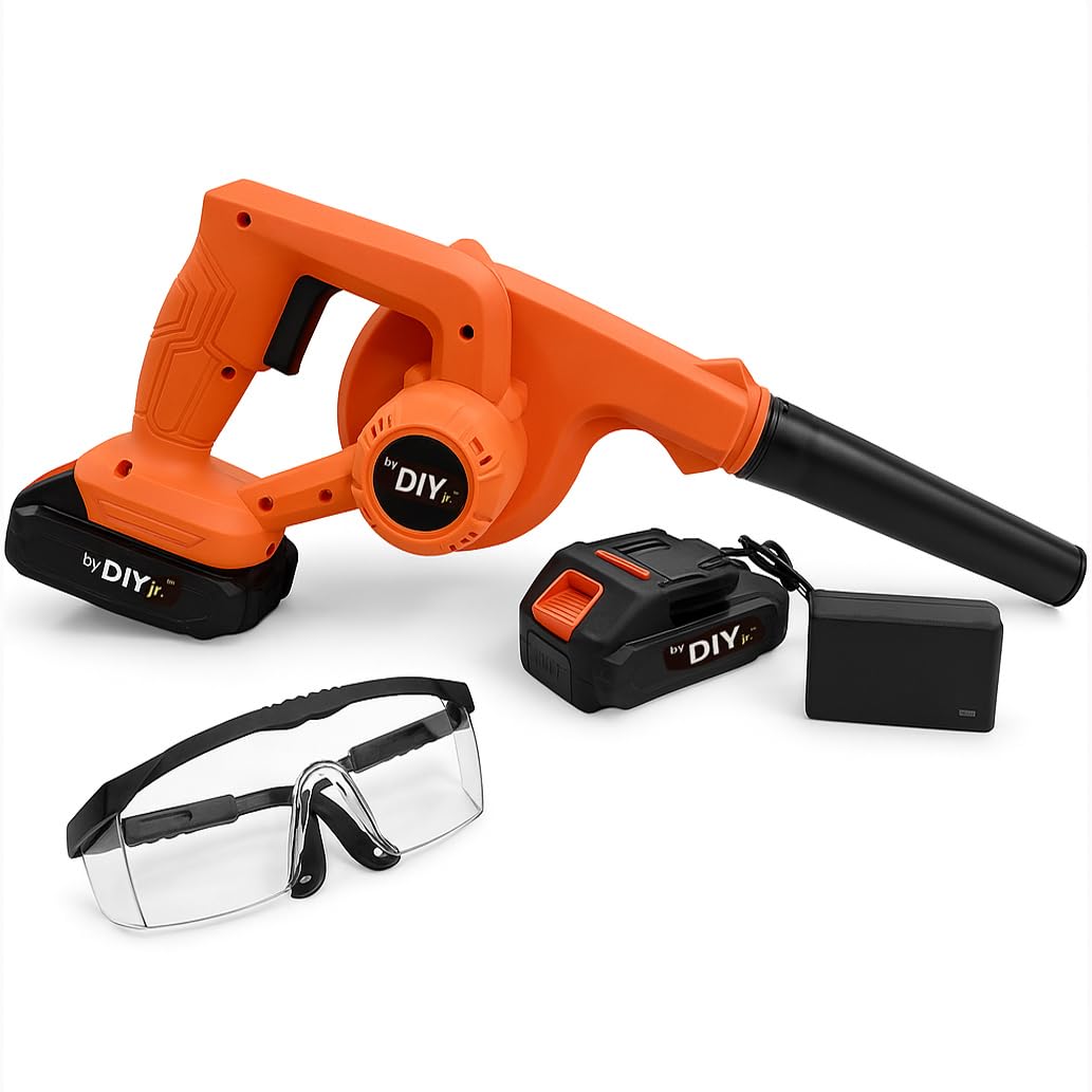 DIYjr blower front view showing compact design and easy grip benefit