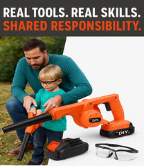 DIYjr blower side profile highlighting lightweight balance for beginners