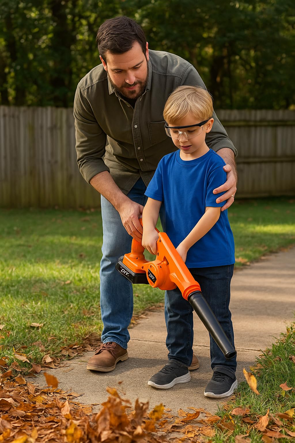 DIYjr blower next to ruler showing scale and manageable size benefit